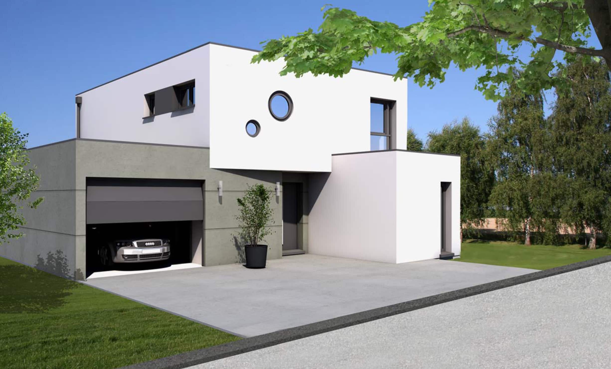 Maison design à vendre 3.6 6 pièces avec garage et piscine - Batige